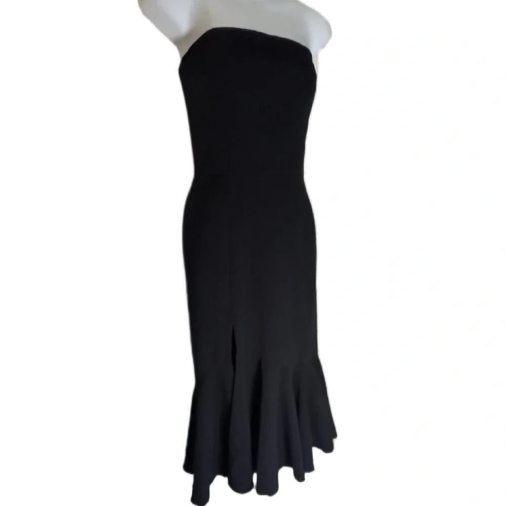 NWT DRESS THE POPULATION | Madison Strapless Midi Dress Gown Prom Formal Black